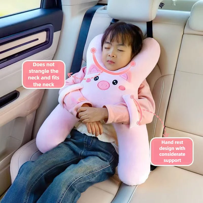 Car Neck Pillow with Seat Belt Safety Sleep Kids Aid Prevent Leaning Head Back Seat Sleeping Comfort During Long Distance Travel - view 3