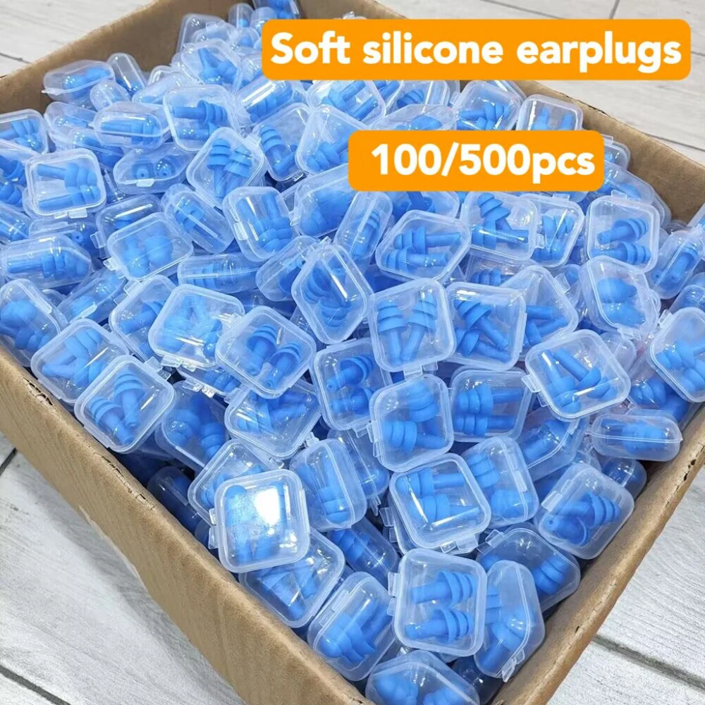 100-500PCS Soft Silicone Earbuds Waterproof Swimming Earbuds Reusable Noise Reduction Sleep Earbuds Hearing Protector With Box