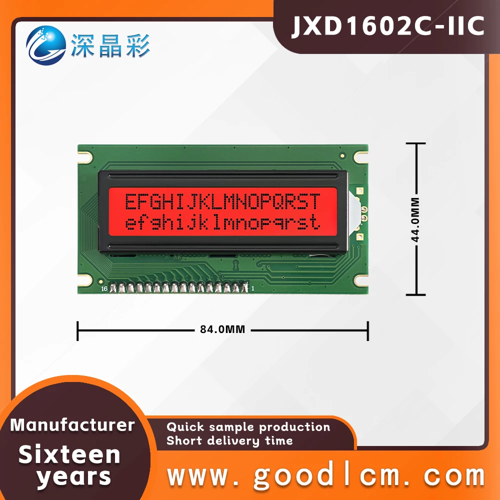 Русский язык Малый размер IIC/I2C символ LCM модуль дисплея JXD1602C FSTN Красный положительный LCD1602 ЖК-матричный экран