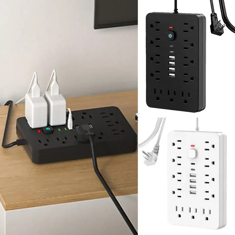 17-in-1 Plug Outlet Extender Power Strip with USB port Switched Socket 11 Outlets 4 USB 2 Type-c Multiple Ports Security Protect