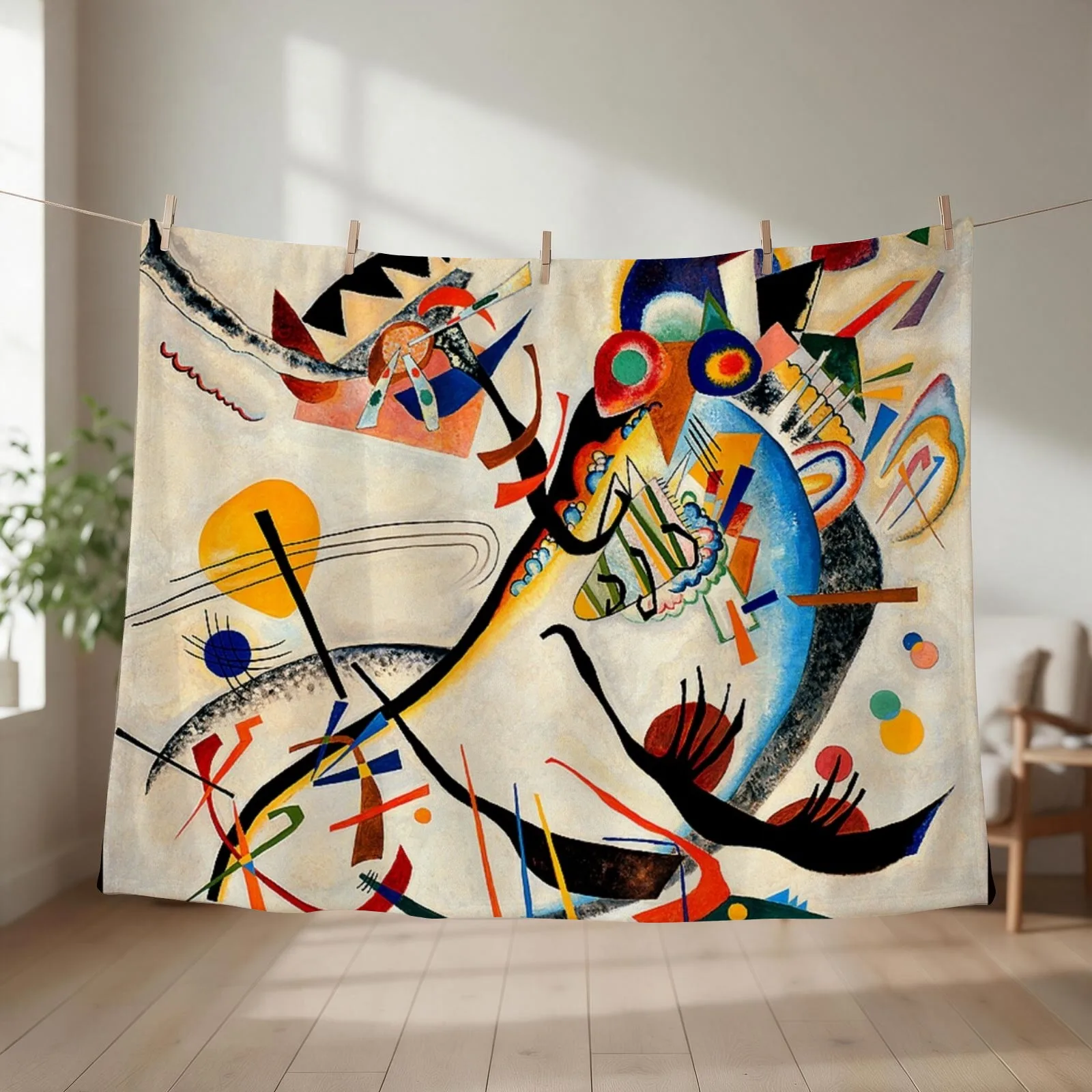 Kandinsky - Blue Segment, popular Kandinsky painting Throw Blanket couch cozy soft plush fuzzy picnic outdoor blanket
