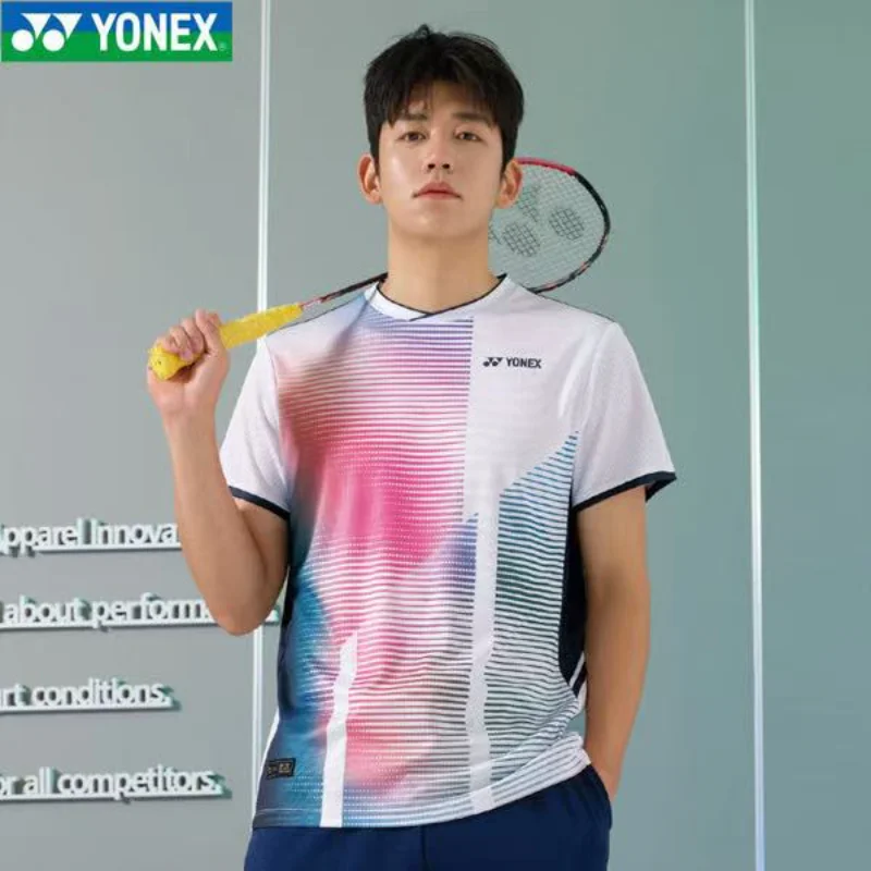 

YONEX 2024 New Men's and Women's Badminton Wear Tops Short Sleeve Quick Dry Sweat-absorbent Breathable Training Suit T-shirts