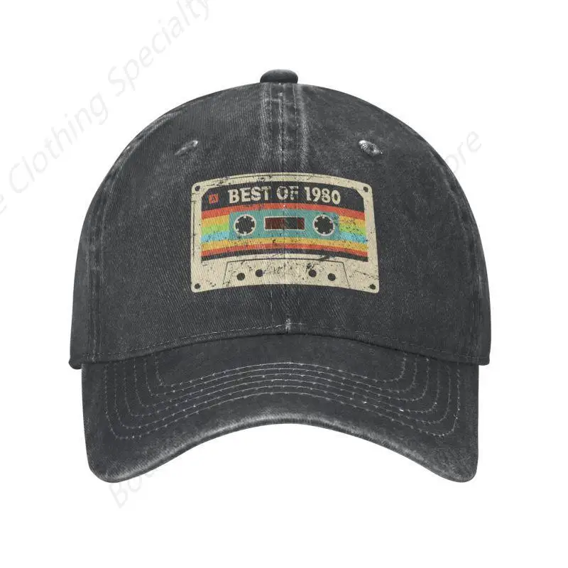 

Custom Cotton Best Of 1980 Cassette Baseball Cap Men Women Breathable Vintage 43th Birthday Gift Mixtape Dad Hat