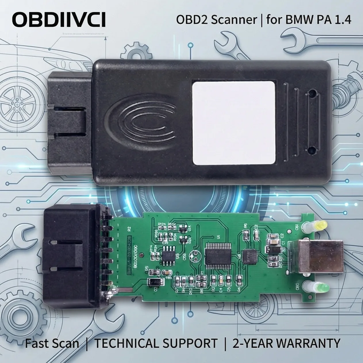  A++ Quality OBD2 Auto Scanner 1.4.0 For BMW  Tool Unlock Version 1.4 With FT232RL Chip PA Soft V1.4.0 Scanner 1.4