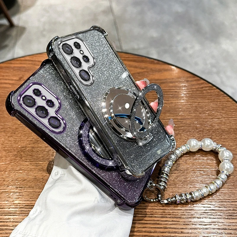 S25Ultra S25Plus Блестящий зеркальный держатель-браслет-цепочка Чехол для Samsung Galaxy S25 Ultra Plus Противоударная задняя крышка на S25 Edge S25Ultra S25Plus Блестящий зеркальный держатель-браслет-цепочка Чехол для Samsung Galaxy S25 Ultra Plus Противоударная задняя крышка на S25 Edge