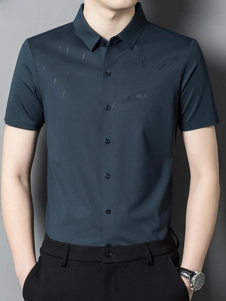 

Hengyuanxiang Мужская ледяная шелковая ор Све irt Лето Новая тонкая драпировка irt для папы среднего возраста Sle Sl Inch irt