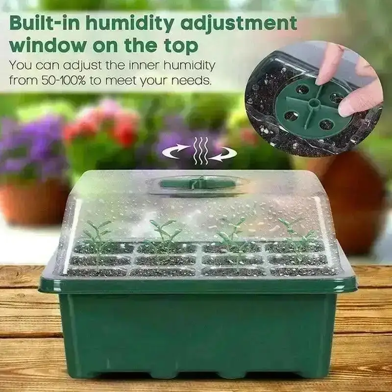 Nuevas bandejas de plántulas de 12 agujeros, planta iniciadora de semillas, caja de cultivo de flores, herramientas de propagación para el hogar, jardinería, suministros de inicio de germinación