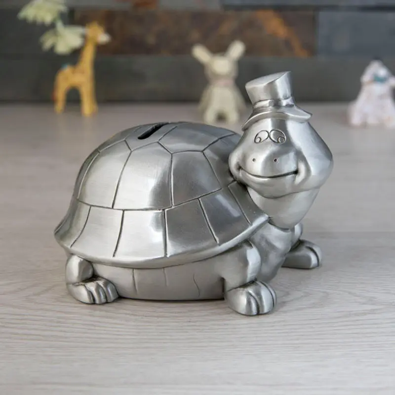 Metal Crafts Exquisite Cartoon Longevity Turtle Piggy Bank Creative Turtle Change Bank Children's Gift Piggy Bank