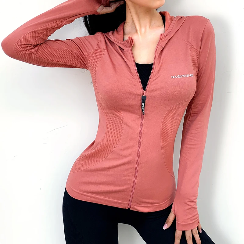 Yoga Clothing Women\'s Sports Jacket Zipper Tight Running Fitness Long Sleeve Quick Dry Sports Tops Yoga Jacket