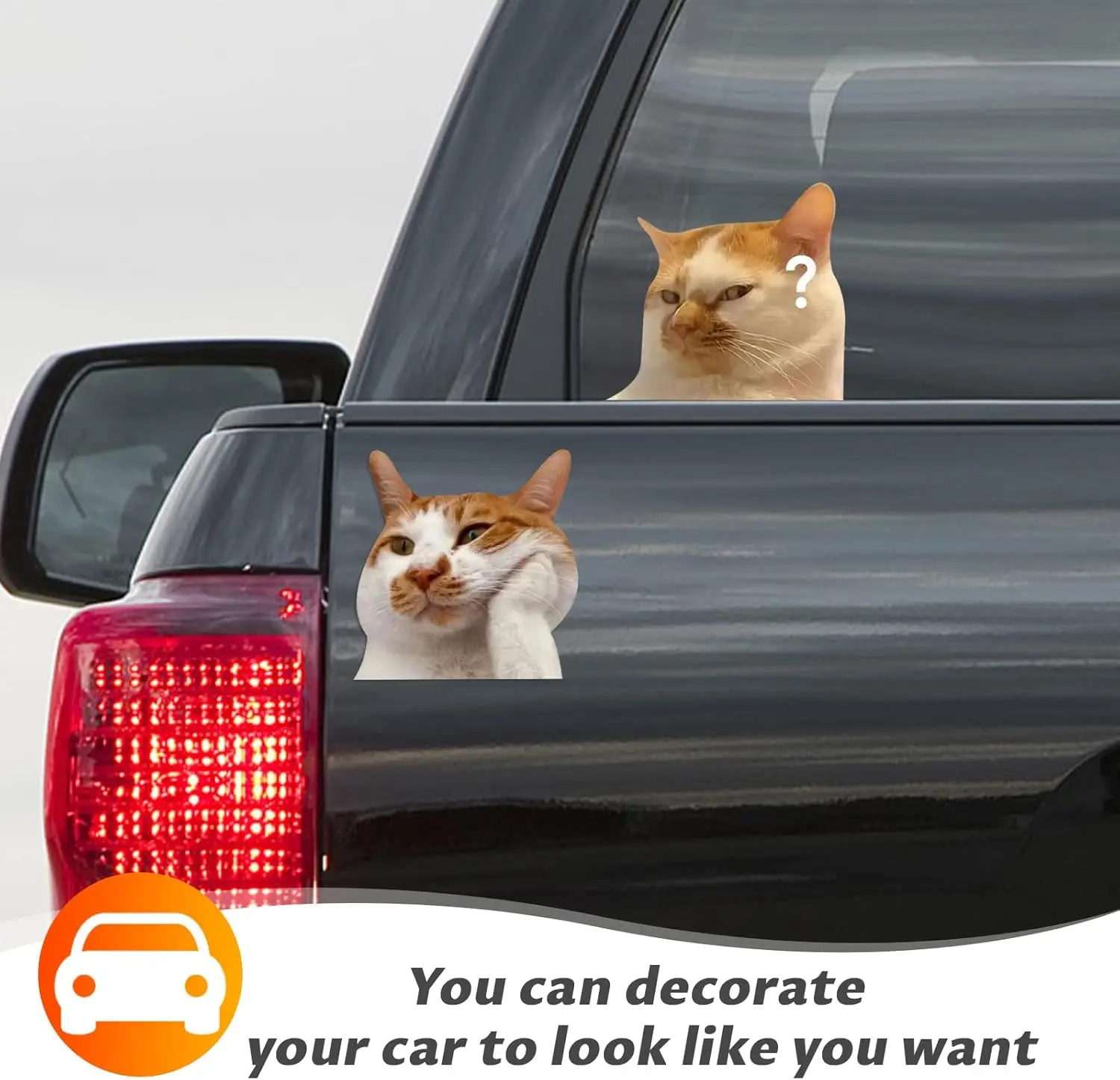 قطعتان من شارات Car Cat Meme، ملصق ممتص للصدمات من الفينيل المضحك لأبواب ونوافذ السيارة والشاحنات، ديكور سيارات لطيف للسيارات #5