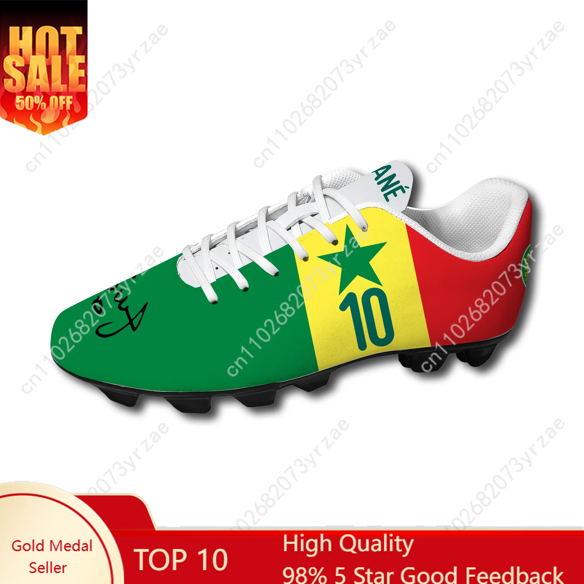 

Senegal Football Shoes NO.10 Mané Soccer Sneakers Senegal Flag Mens Womens Teenager Fashion Outdoor Sports Shoe