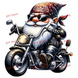 A rock and roll elf riding a motorcycle Iron On Transfer For Children's clothing Thermal Transfer For Thermo Sticker On Clothes