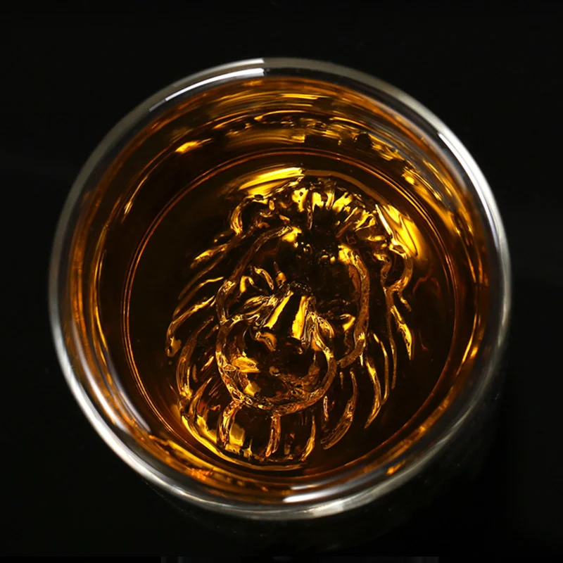 Mighty Male Lion Head Double Walled Whiskey Glass Creative Cocktail Cup Bar  Wine Glasses Tumbler Drinkware Beer Mugs Barware