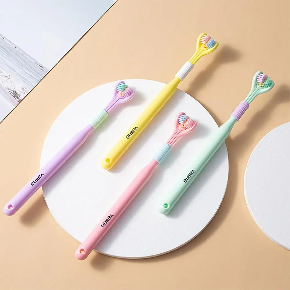 1/2/3PCS Soft Bristle Toothbrush Tongue Scraper 4 Colors Three Sided Toothbrush Oral Care Oral Care Teeth Deep Cleaning