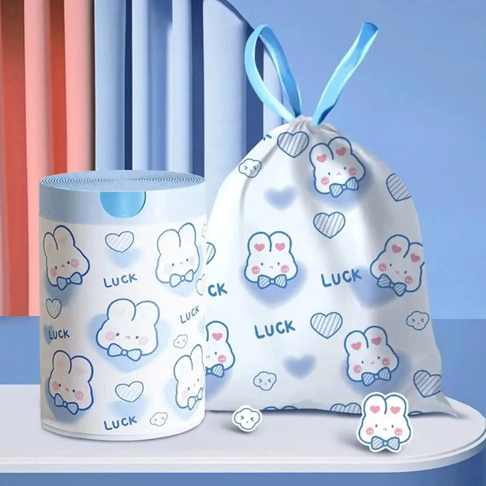 Thickened Drawstring Kitchen Garbage Bags Cartoon Print Handheld Large Size Home Use Leak-Proof Trash Bags 100-300Pcs