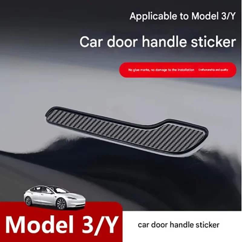 4pcs/set Handle Sticker for Tesla Model 3/Y/3 Highland Model Y JuniperCarbon Fiber Door Protector Wrap Cover Paste Accessories