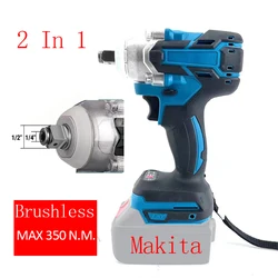 18V Brushless Cordless Impact Wrench And Screwdriver Max 350 N.M Torque For Makita Battery ( Body Only )