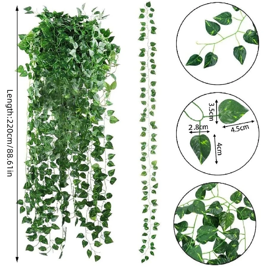 11M pianta artificiale verde edera foglia ghirlanda pianta finta rampicante vite appesa all\'aperto giardino fai da te parete festa di nozze