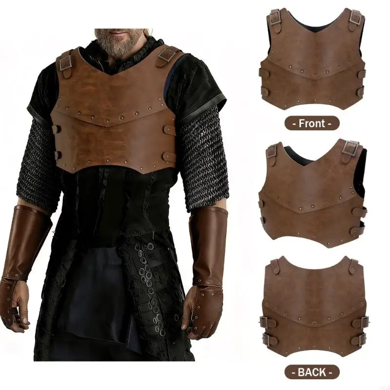 

Унисекс искусственная кожа нагрудные доспехи средневековый нагрудный жилет для мужчин и женщин косплей Викинг Хэллоуин