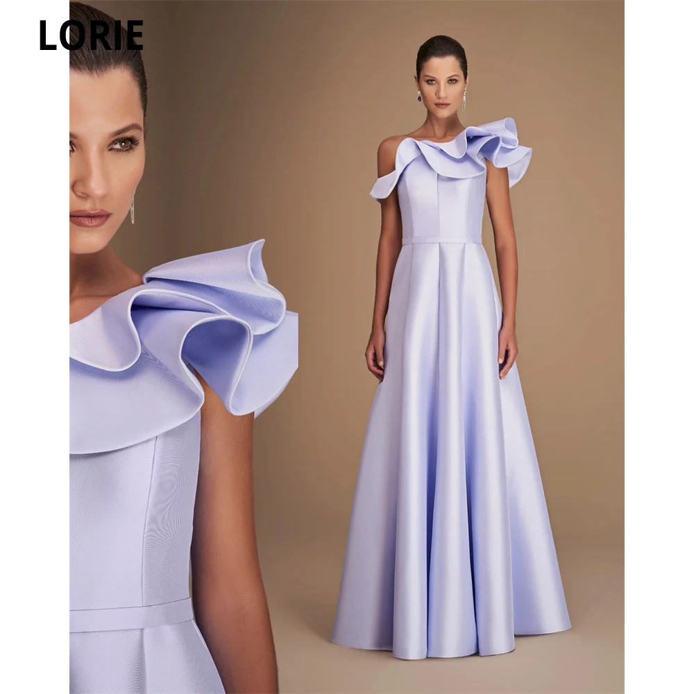 

LORIE Lilac A-Line Evening Dresses Formal Satin Tiered Ruffles Party Dress For Women Vestidos Para Eventos Especiales With Belt