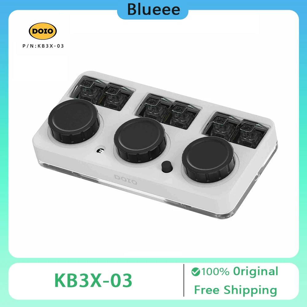 

DOIO KB3X-03 Mechanical Keyboard Aluminum Alloy 3 Knobs PS/PR Customized Programmable Multimedia Workbench For Designer Gifts