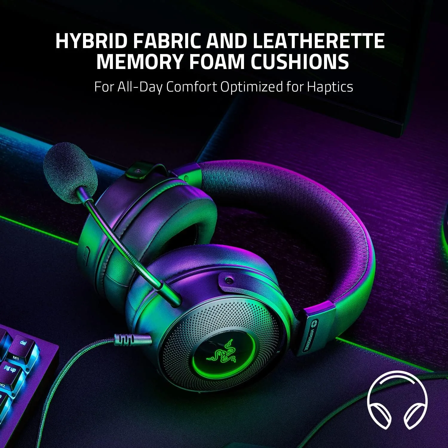 سماعة الألعاب Razer Kraken V3 السلكية USB: محركات Triforce Titanium 50mm - THX Spatial Audio - إضاءة Chroma RGB #6