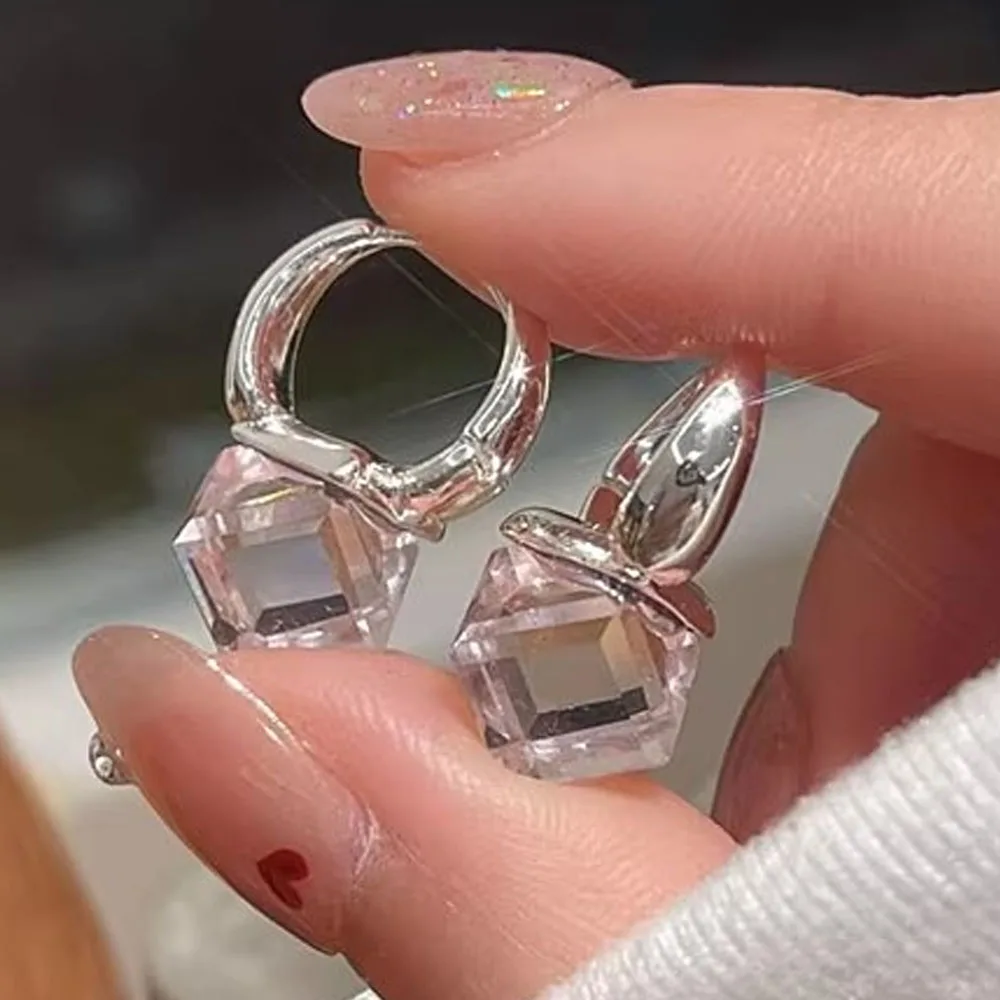 أقراط أذن على شكل أساور، أقراط كريستالية مربعة الشكل، أنيقة لملابس السهرة الرسمية، ملابس غير رسمية عصرية