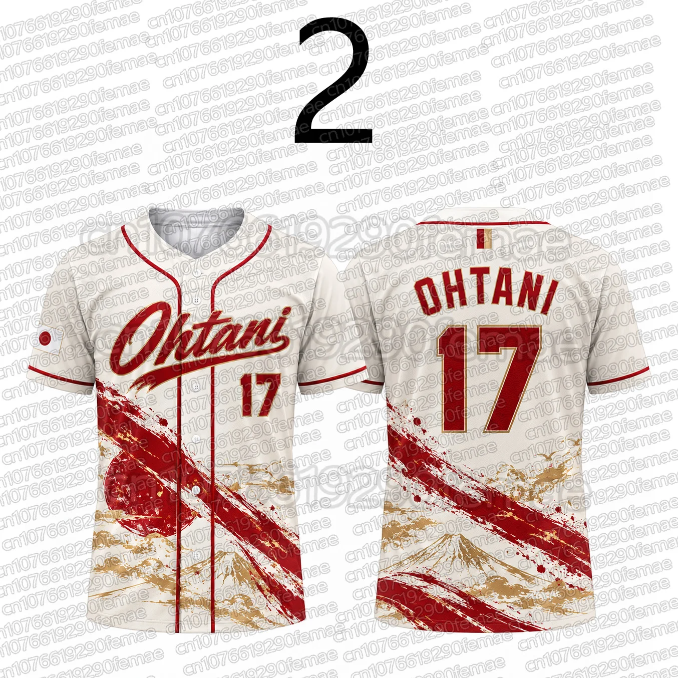 2026 Shohei Ohtani No.17 Baseball Jersey Kids Japan Red White Gold Short Sleeve Button Down Sports T-Shirt Casual Athletic Top 6