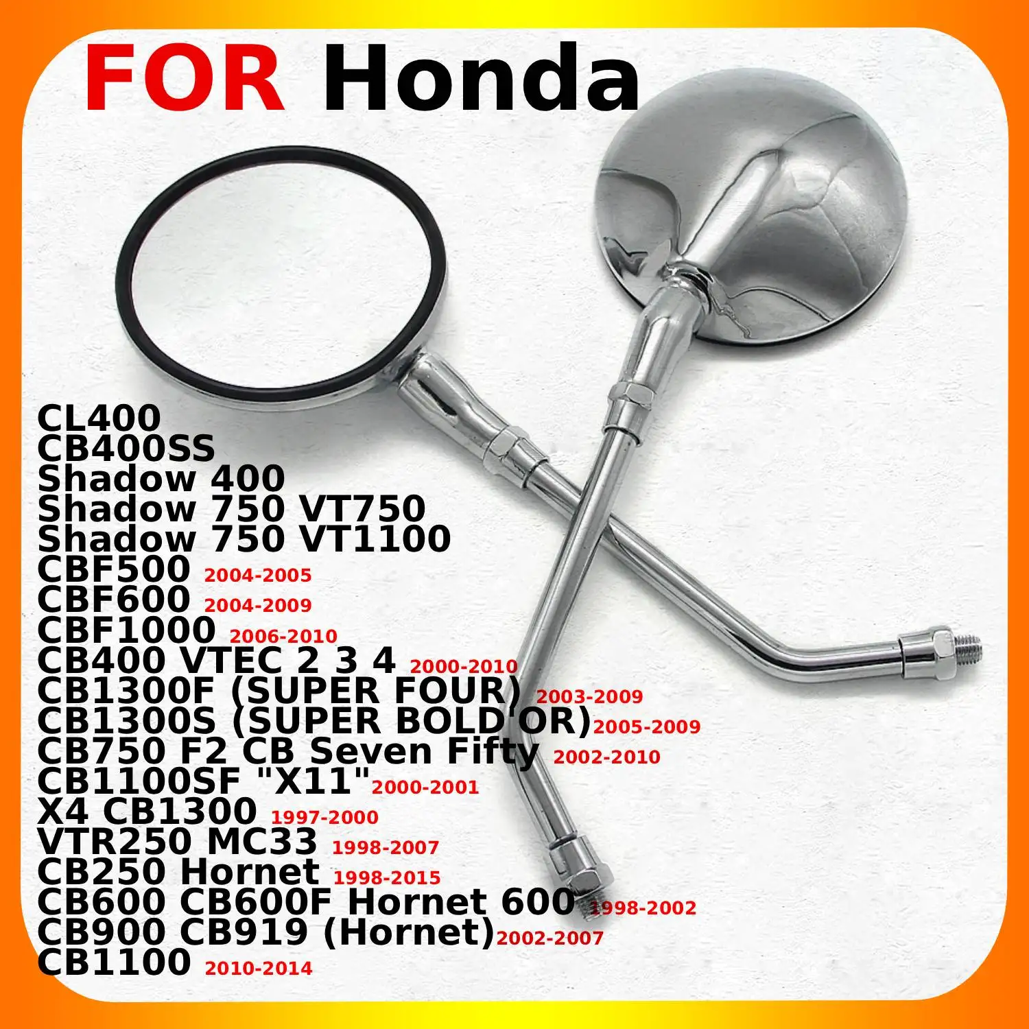 

Боковое зеркало для мотоциклов Honda CB400SS CL400 Shadow 400 Shadow 750 VT750 CBF500 CBF600 CBF1000 CB250 Hornet VTR250 MC33, запчасти