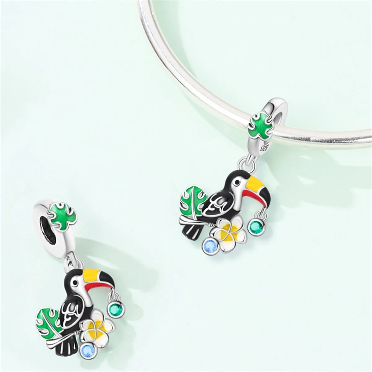 Colorful Fairy Pendant Beak Bird Animal Beads Charms Fit Bracelet Woman Original Fashion Jewelry s925 Silver DIY Gifts Making