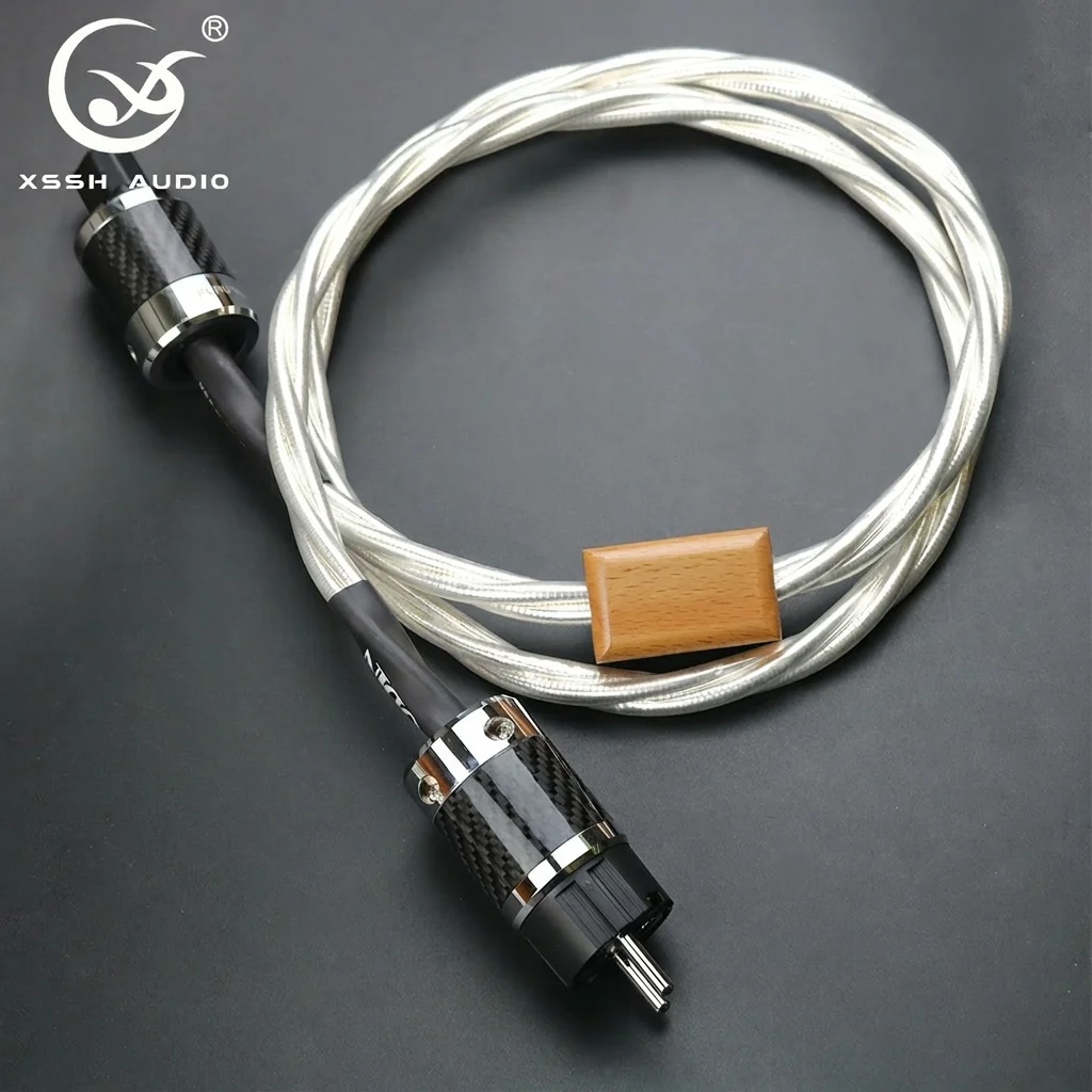 Extension Electrical Wire Line YIVO XSSH Audio HIFI OEM 14mm OD 7N OFC Plated Silver EU Version 2Pins Plug AC Power Cord Cable