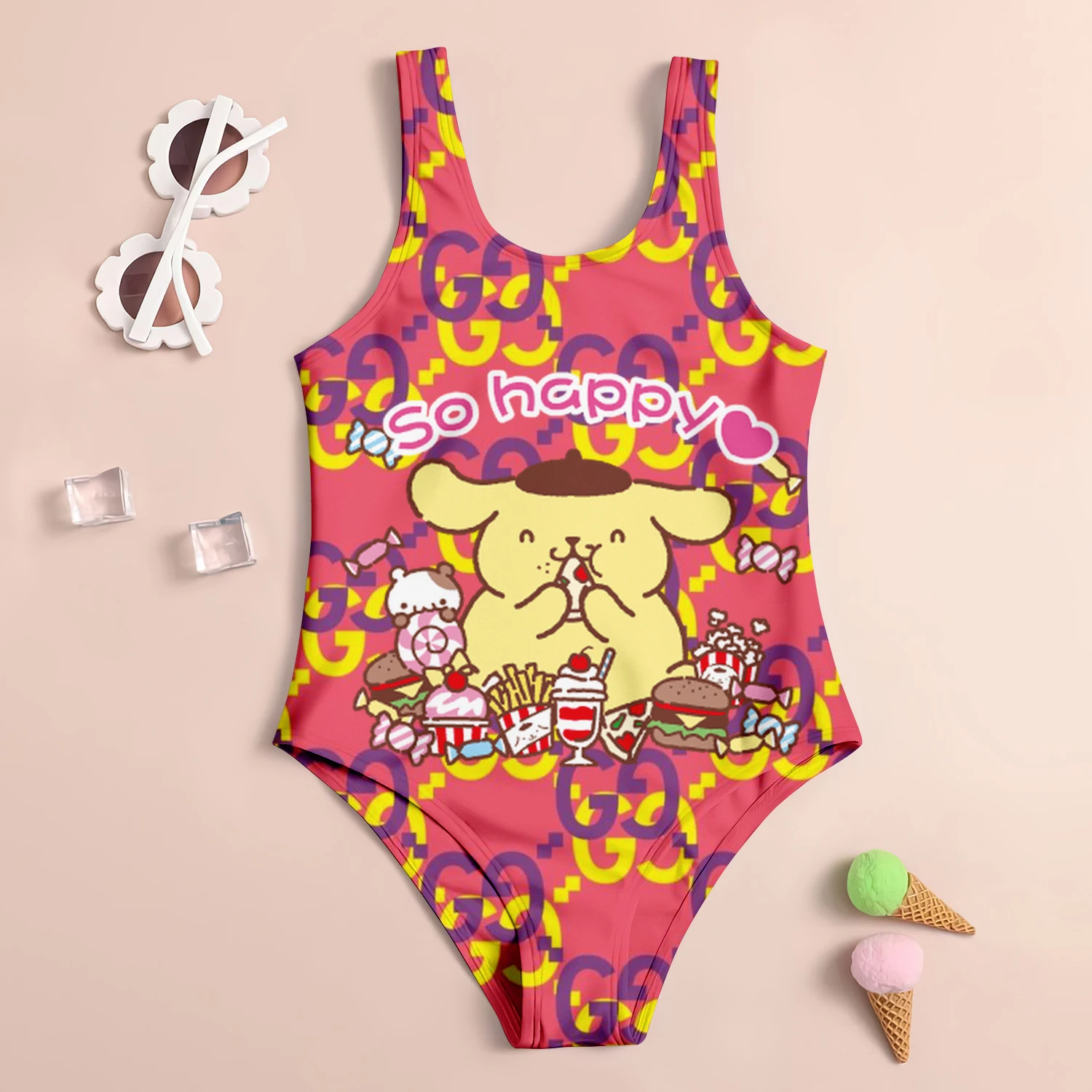 Costume da bagno per ragazze bambini ragazza estate costumi da bagno per bambini 2024 costumi da bagno per bambini da spiaggia Sanrio PompomPurin