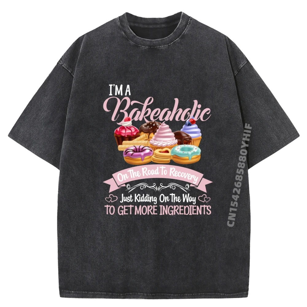

Последняя футболка с принтом I M A Bakeaholic, женские футболки с рисунком со скидкой для мужчин, крутая модная стираная футболка