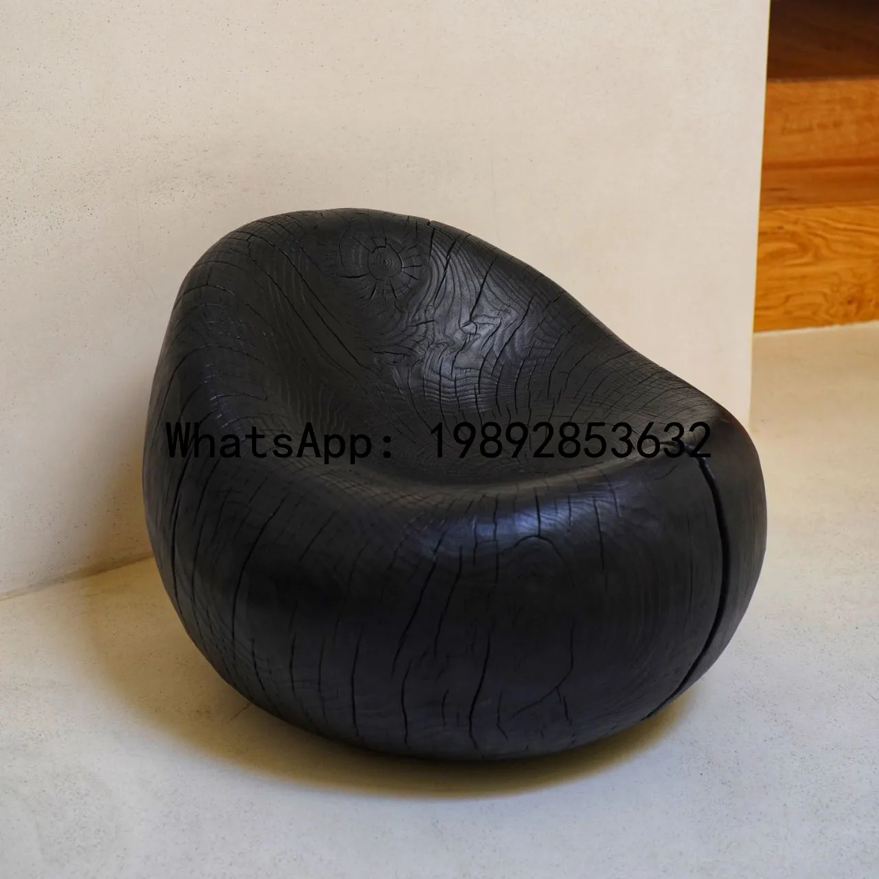 Wooden Stump Root Carving Carbonized Black Wabi-Sabi Style Ornament Natural Wood Stool Leisure Chair Sofa