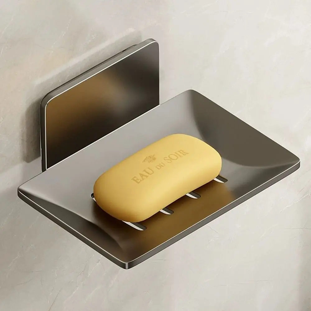 Patch Model Aluminum Alloy Soap Holder Wall Mounted Drain Space Drain Water Soap Dish Without Drilling Perforation-free