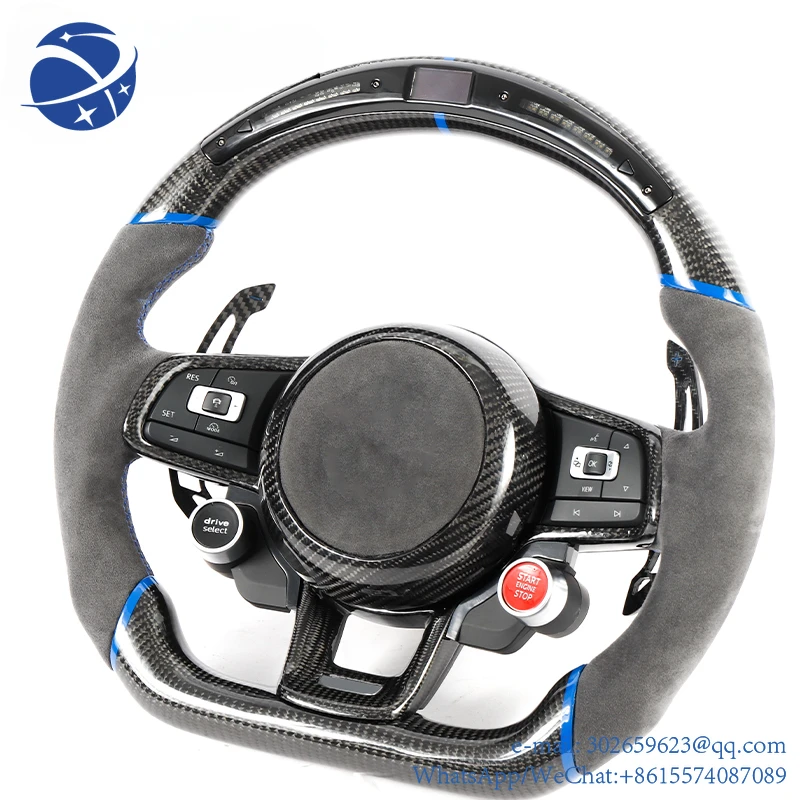 

For VW Gol-f Mk7 Gt-i Golf R GTS GTD LED Car Steering Wheel Txcp Genuine Carbon Fiber Durable Vw Scirocco Support Cc Accept