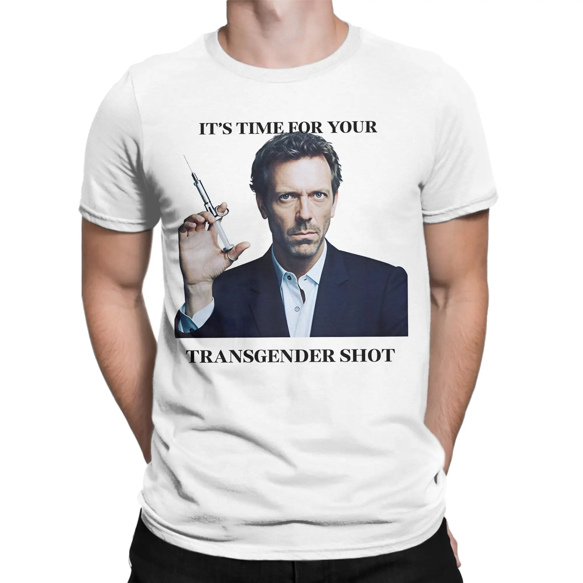 House Md It'S Time For Your Shot T-Shirt for Men  Vintage Pure Cotton Tee Shirt Crewneck Short Sleeve T Shirts Summer Clothing