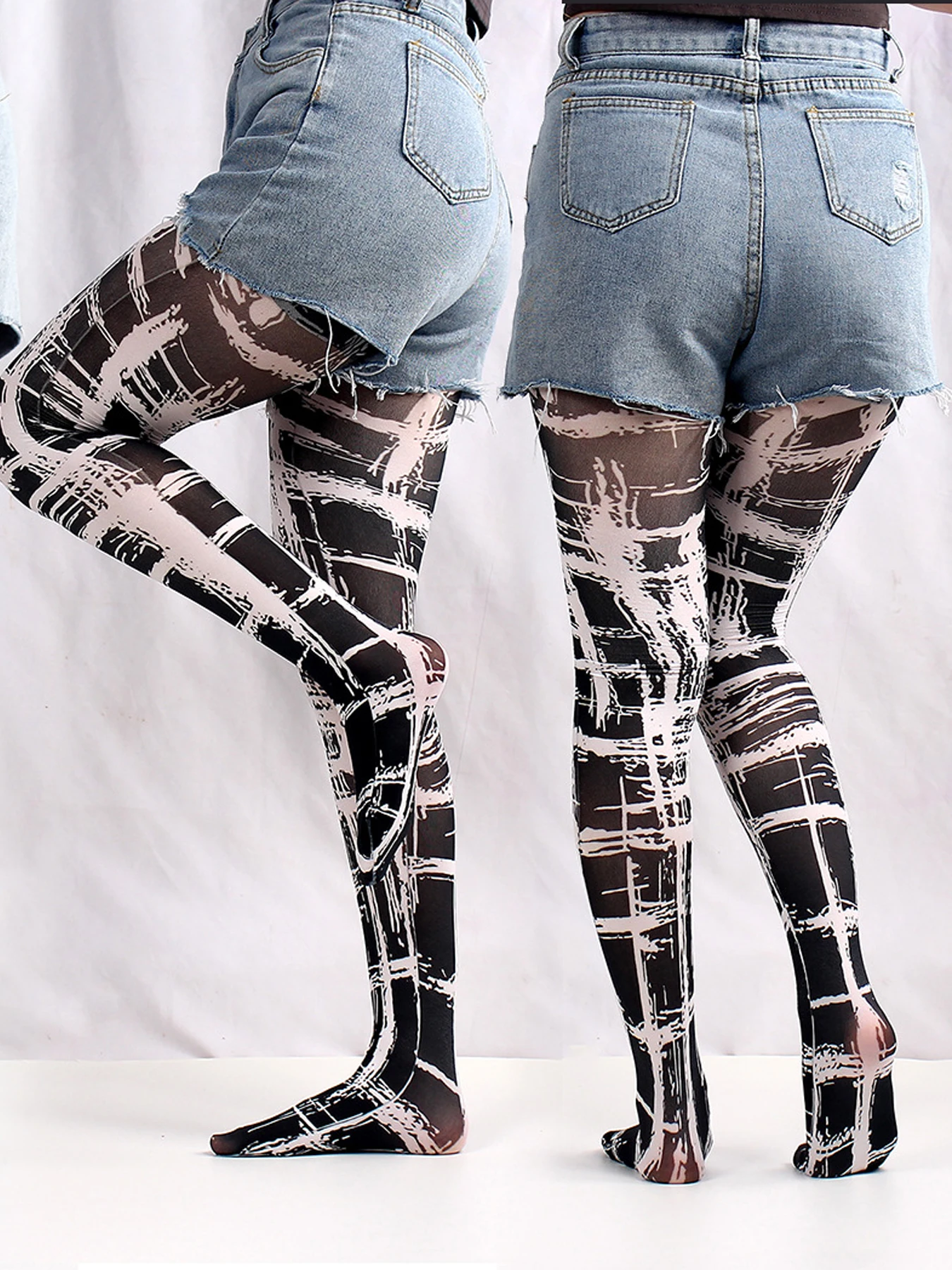 Graffiti Printed Tights For Women Camouflage Lattice Seamless Pantyhose Female Sexy Stretch Long Socks Multicolour Stockings New