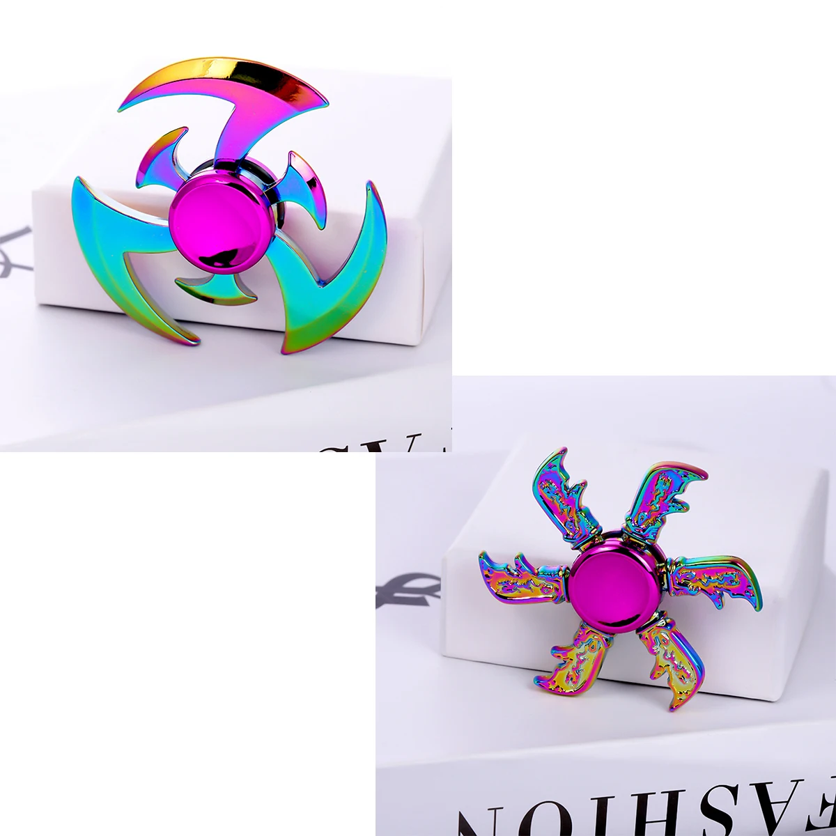 2PCS Zinc Alloy Colorful Finger Spinner Toy for Office Stress Relief Casual Entertainment Knives Design