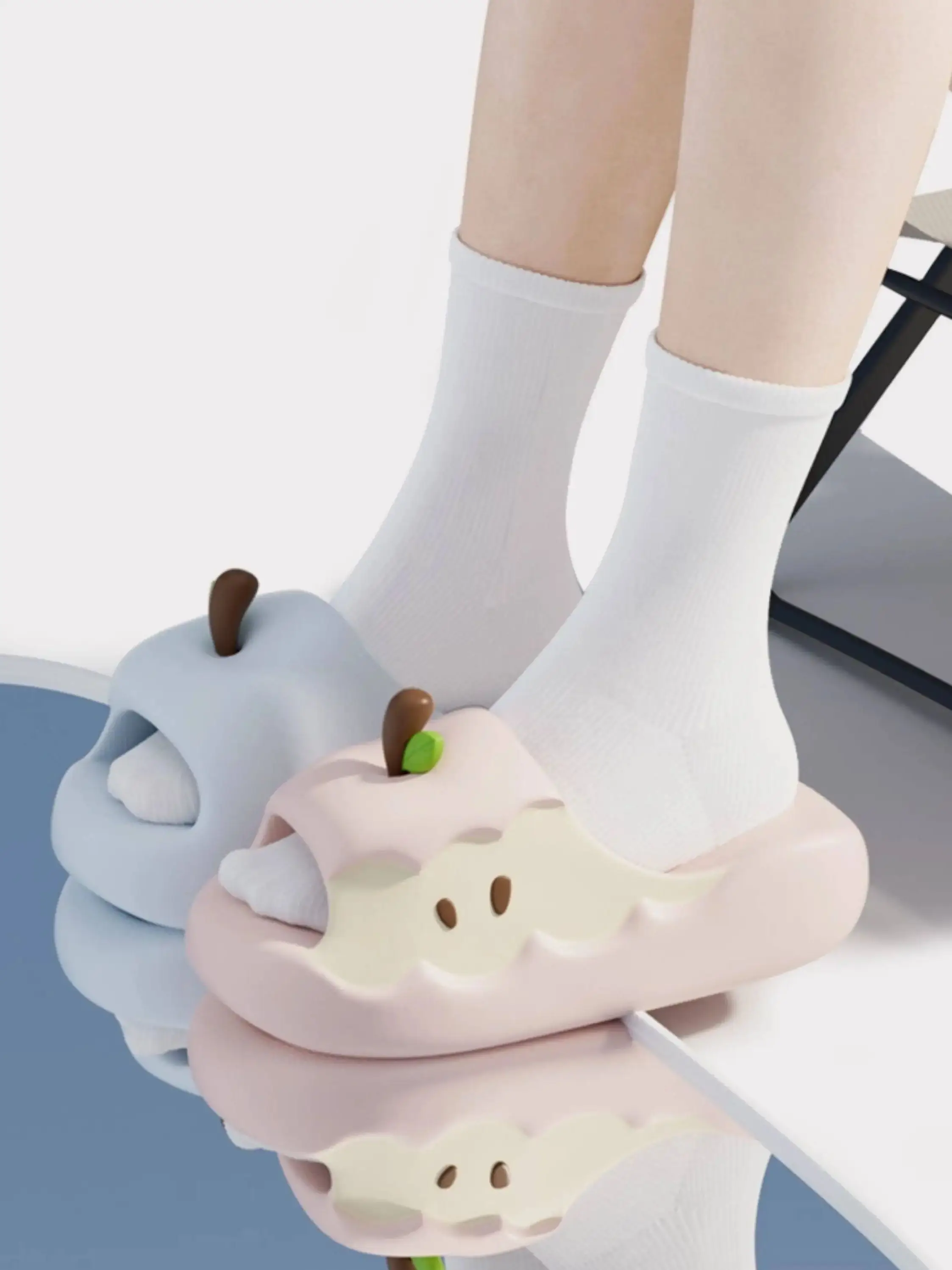 ZUOFU Ins Neue Neuartige Apfel-förmige Pantoffeln, Damen Sommer Lustige Geruchlose EVA Rutschfeste Weiche Hausschuhe für Zuhause, Strand und Alltag – Detail 1