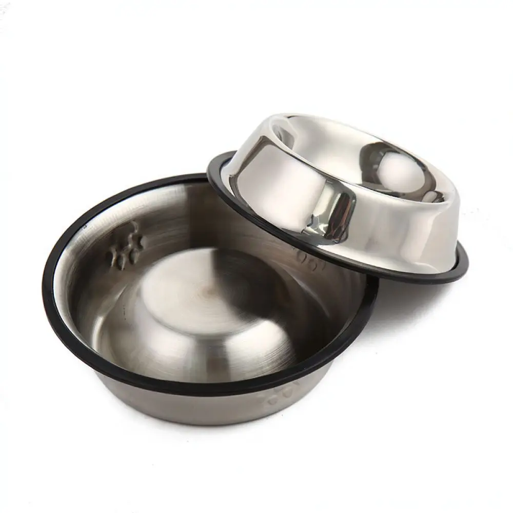 Durable Stainless Steel Pet Bowl Anti Slip Dog Cat Feeding Dish Metal Food Water Container Rust Proof Puppy Feeder