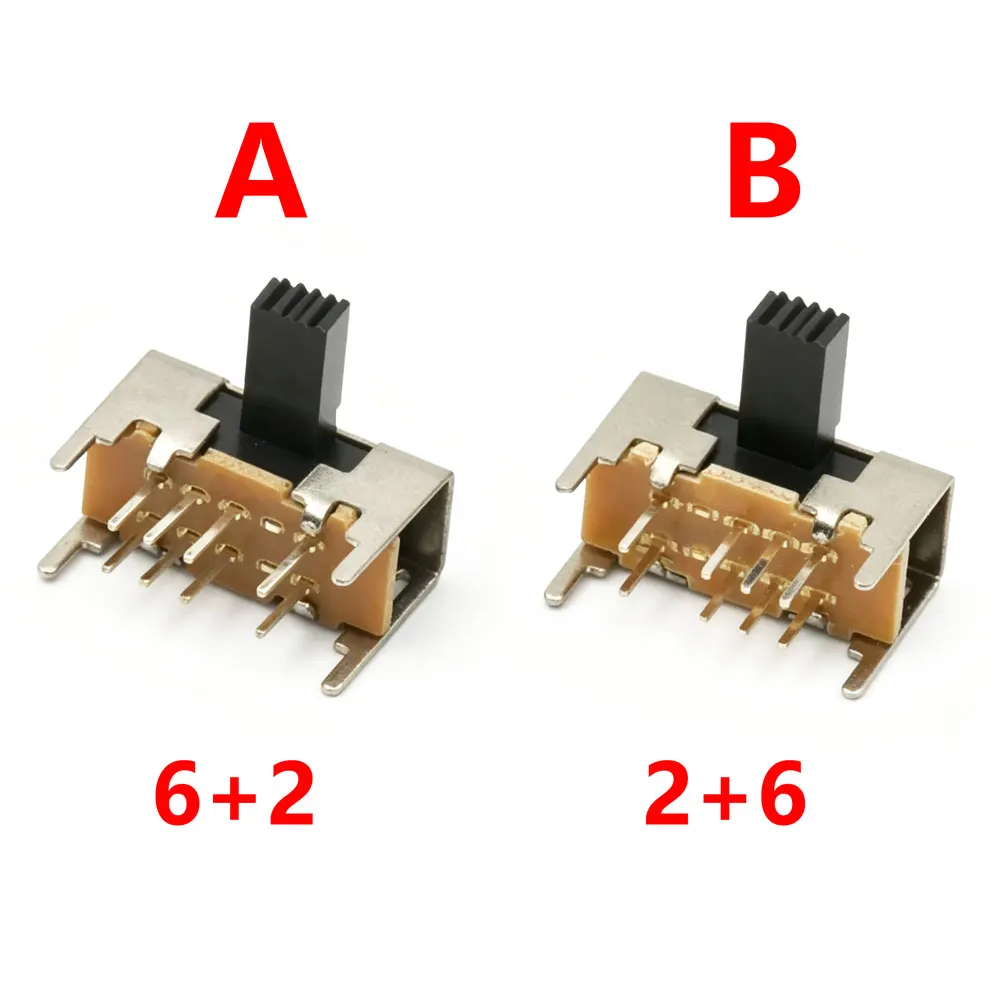 10pcs SK-23D05G6 6mm Panel PCB 8 Pin 3 Position 2P3T DP3T Slide Switch Side Knob Straight Foot Switch Handle Toggle Power Switch