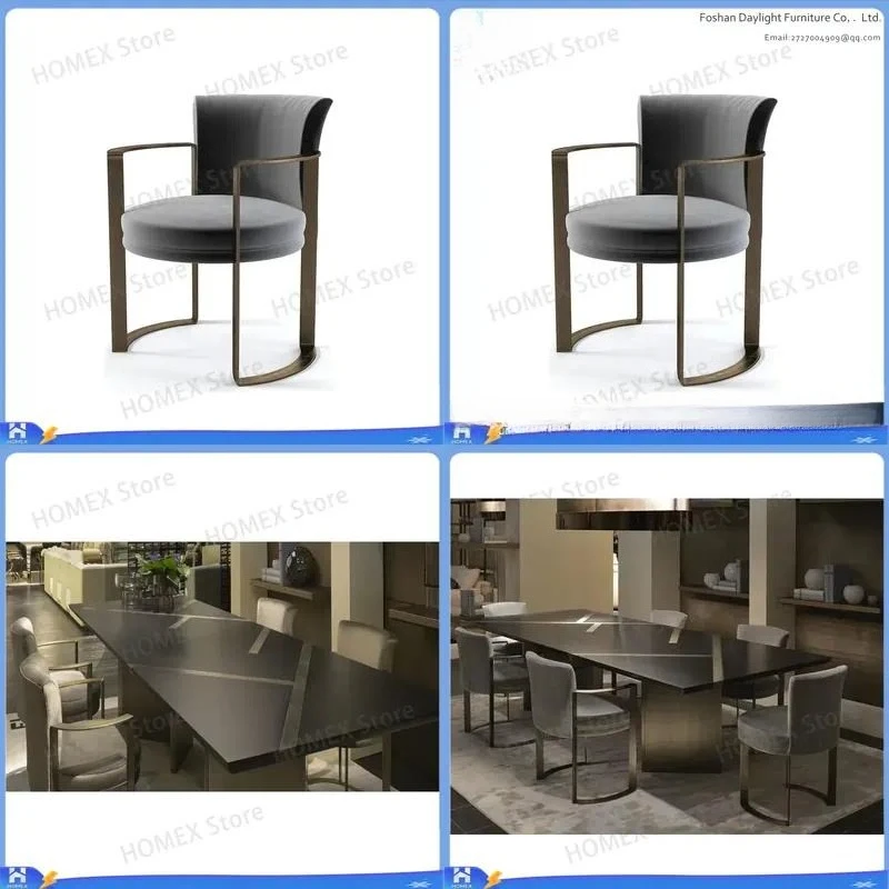 Luxury Brass Arm Dining Chair Round Velvet Upholstered Accent Chair Modern Gold Metal Frame Kitchen Living Room Furniture