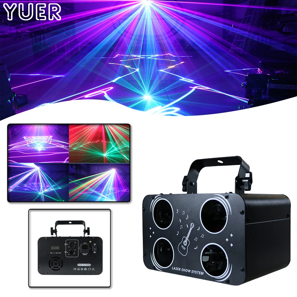 YUER Factory Outlet Laser Lamp New 4 Head Specialized Scaning Laser Stage Effect DMX512 For DJ Disco Party Nightclub Dance Floor