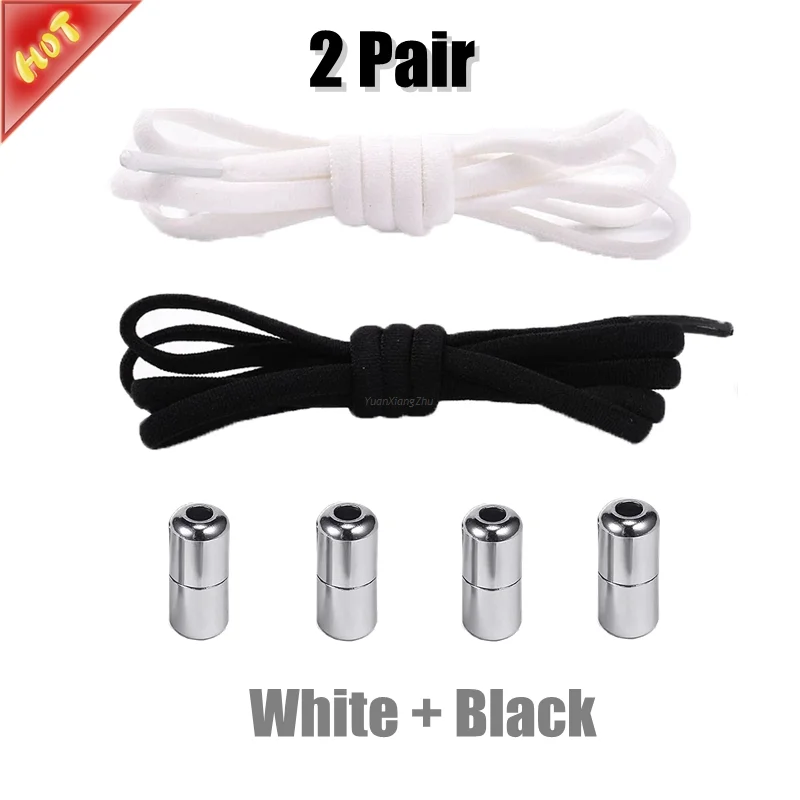 2Pair Semicircle No Tie Shoe laces Elastic Shoelaces Sneakers Shoelace Quick Tieless Laces Kids Adult One size fits all Shoes