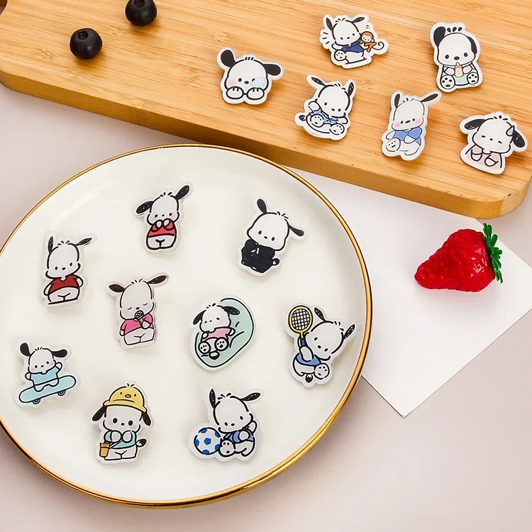 Kawaii Sanrio Ins Cute Children\'s Badge Cartoon Acrylic Pochacco Brooch Wholesale Clothes Bag Pendant Jewelry Pin Gift