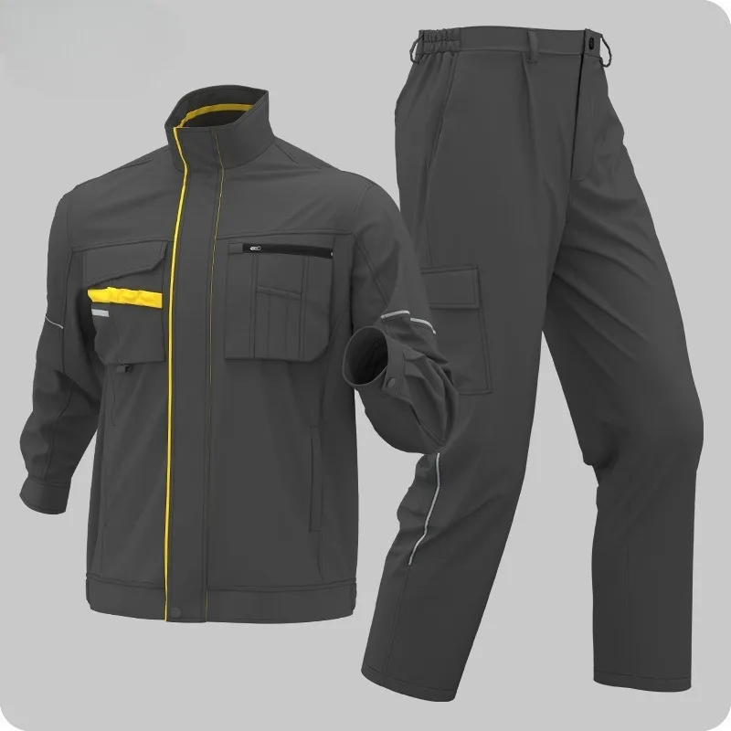 

Spring and Autumn Workwear Men's Color Bundle Two-Piece Set with Reflective Strips Worker Jacket Labor Protection Clothing