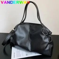 Bolsos de hombro tipo bandolera negros grandes para mujer, bolso de compras Hobo, bolso de mano de cuero PU de calidad de Color sólido, bolso de mano de viaje para mujer