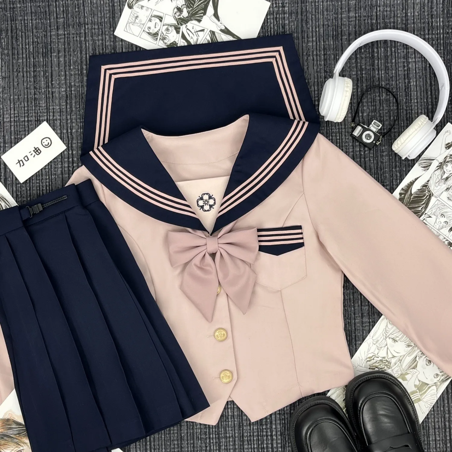 Sweet JK Sailor School Uniform Set, Gentle Japanese Embroidered Outfit With Short Skirt For Preppy Daily Campus Girl Wear
