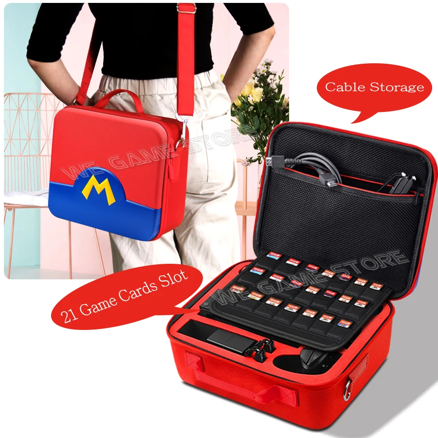 SwitchOLED Cute 3D Pattern Pouch Carrying Case Hard Cover Shell Oxford Storage Shoulder Bag for Nintendo Switch OLED Accessories